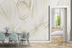 Carta da Parati foglie tropicali grandi stilizzate