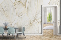 Tropical large stylized leaves wallpaper