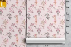Carta da Parati animali ballerine decorazione bambini.