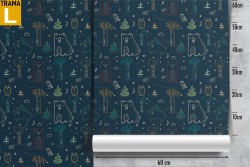 Wallpaper of stylized forest animals for children.