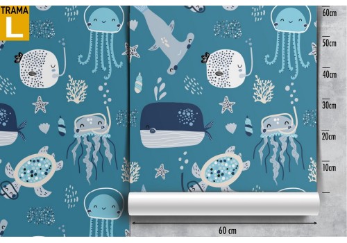Marine animals pattern wallpaper for children. 2