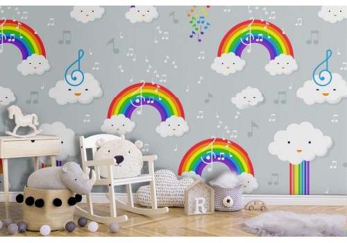 Carta da Parati arcobaleni decorazione bambini.
