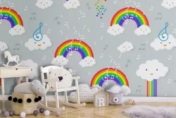 Rainbow wallpaper children's decoration.