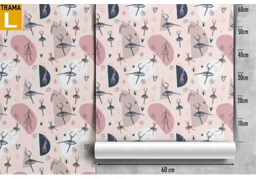 Wallpaper with stylized ballerinas for children's decoration. 2