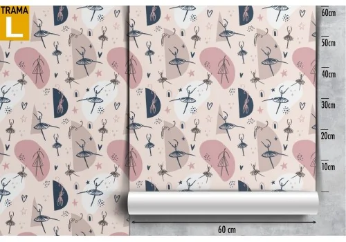 Wallpaper with stylized ballerinas for children's decoration. 2
