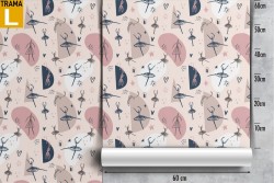 Carta da Parati ballerine stilizzate decorazione bambini.