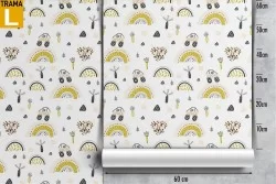 Stylized rainbow children's wallpaper.