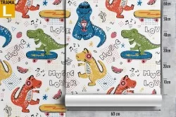 Carta da Parati bambini dinosauri decorazione.