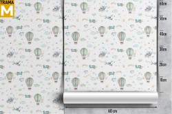 Wallpaper Decorations and Patterns Airplanes Rockets Hot Air Balloons