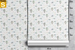 Children's Wallpaper Decorations and Patterns Rockets Airplanes Hot Air Balloons
