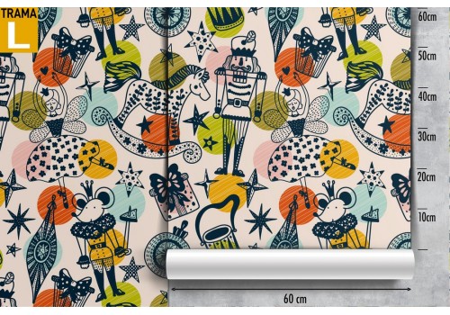 Children's wallpaper with nutcracker and ballerina characters. 2