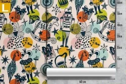 Children's wallpaper with nutcracker and ballerina characters.