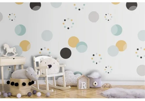 Polka dot children's pattern wallpaper decoration.