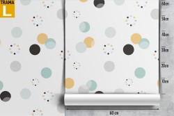 Polka dot children's pattern wallpaper decoration.