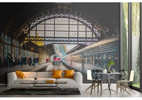 Carta da Parati fotografica stazione ferrovia treni 2