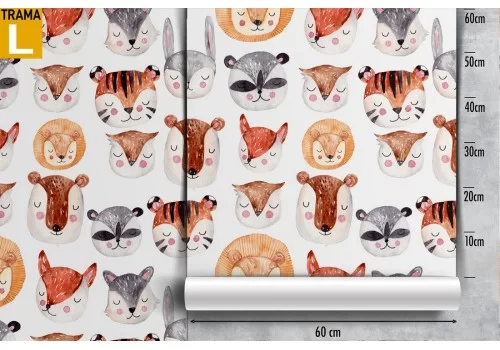 Carta da Parati decorazione bambini animali stilizzati. 2