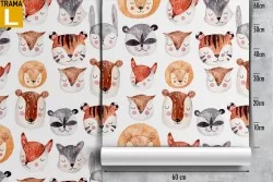 Carta da Parati decorazione bambini animali stilizzati.