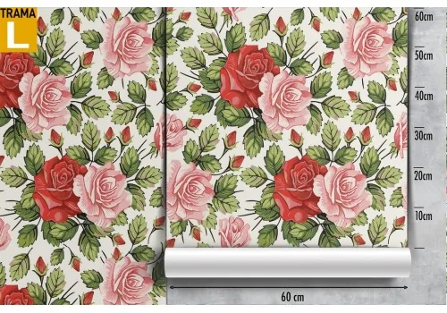 Carta da Parati decorazione fiori rose rosse. 2