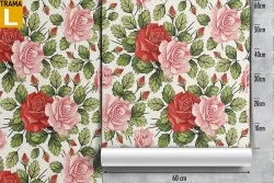 Carta da Parati decorazione fiori rose rosse.