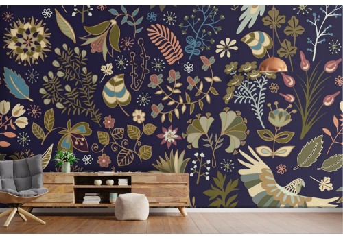 Vintage flower wallpaper decoration.