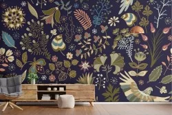 Vintage flower wallpaper decoration.