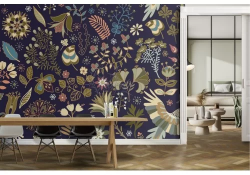 Carta da Parati decorazione fiori vintage. 2