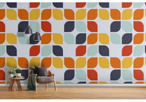 1970s geometric wallpaper decoration.