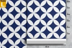 Carta da Parati decorazione geometrica blu vintage.