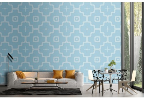 Blue vintage geometric wallpaper decoration.