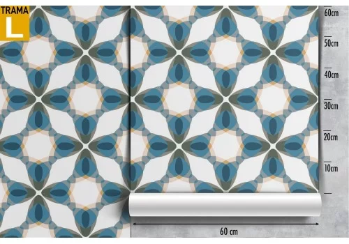 Carta da Parati decorazione geometrica vintage azzurro. 2