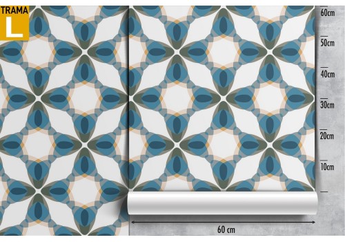 Vintage geometric decoration wallpaper in light blue. 2