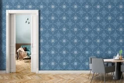 Carta da Parati decorazione geometrica vintage blu.