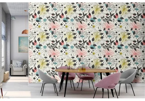 Wallpaper nature flowers vintage decoration.