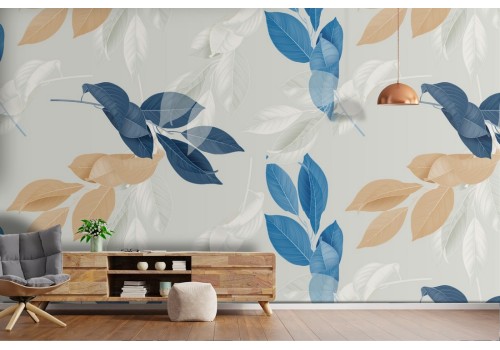 Wallpaper decoration nature stylized leaves.