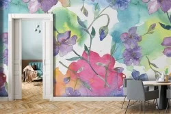 Abstract flowers modern nature wallpaper.