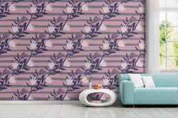 Carta da Parati fiori bianchi decorazione moderna.