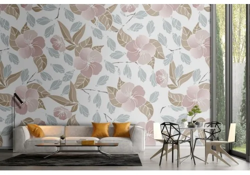 White flowers nature pattern vintage wallpaper.