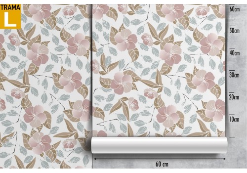 Carta da Parati fiori bianchi natura pattern vintage. 2