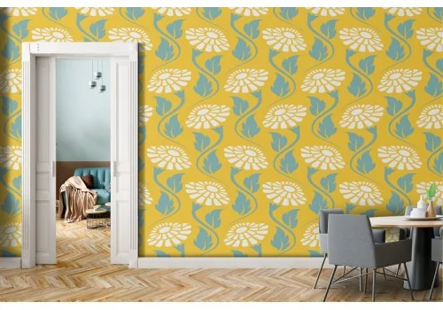 Vintage stylized nature white flowers wallpaper.