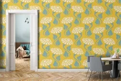 Vintage stylized nature white flowers wallpaper.