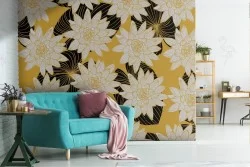 Vintage nature white flowers wallpaper.