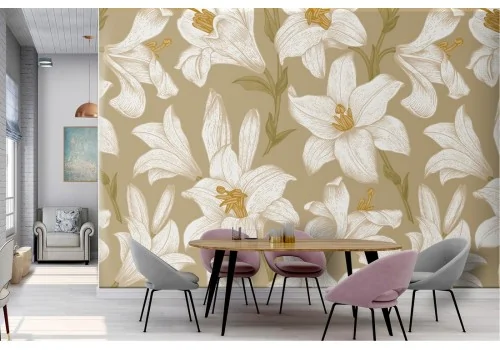 Vintage nature white flowers wallpaper.