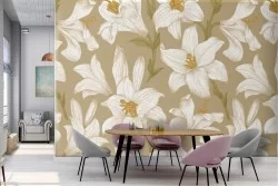 Vintage nature white flowers wallpaper.
