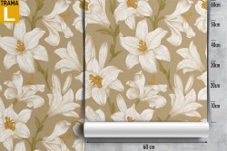 Carta da Parati fiori bianchi vintage natura.