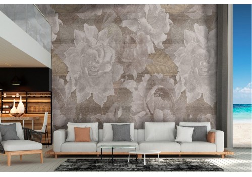 Vintage nature wallpaper with antique flowers