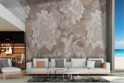 Vintage nature wallpaper with antique flowers