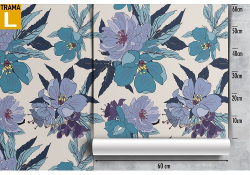 Blue flowers nature pattern modern wallpaper. 2