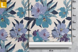 Blue flowers nature pattern modern wallpaper.