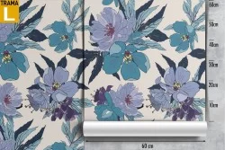 Carta da Parati fiori blu natura pattern moderno.
