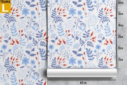 Carta da Parati fiori e foglie stilizzate natura pattern.